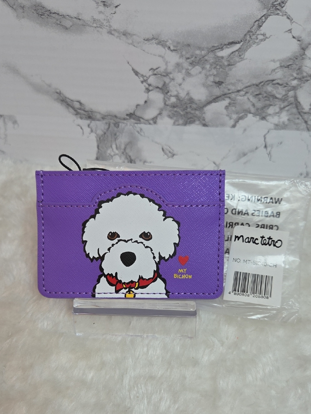 Marc Tetro Purple 'My Bichon' Dog Card Holder NWT